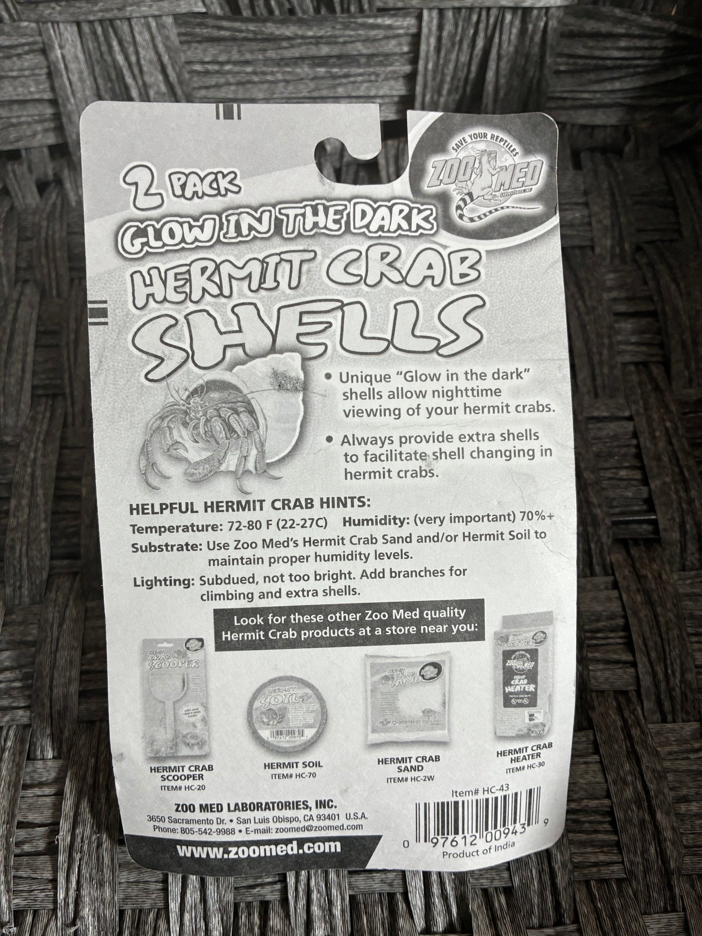 2PACK OF GLOW IN THE DARK HERMIT CRAB SHELLS BY ZOO MED LABORATORIES, INC.