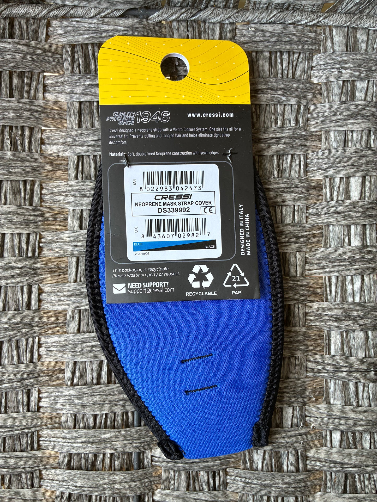 CRESSI NEOPRENE MASK STRAP COVER BLUE #DS339992 SCUBA SNORKELING MASK