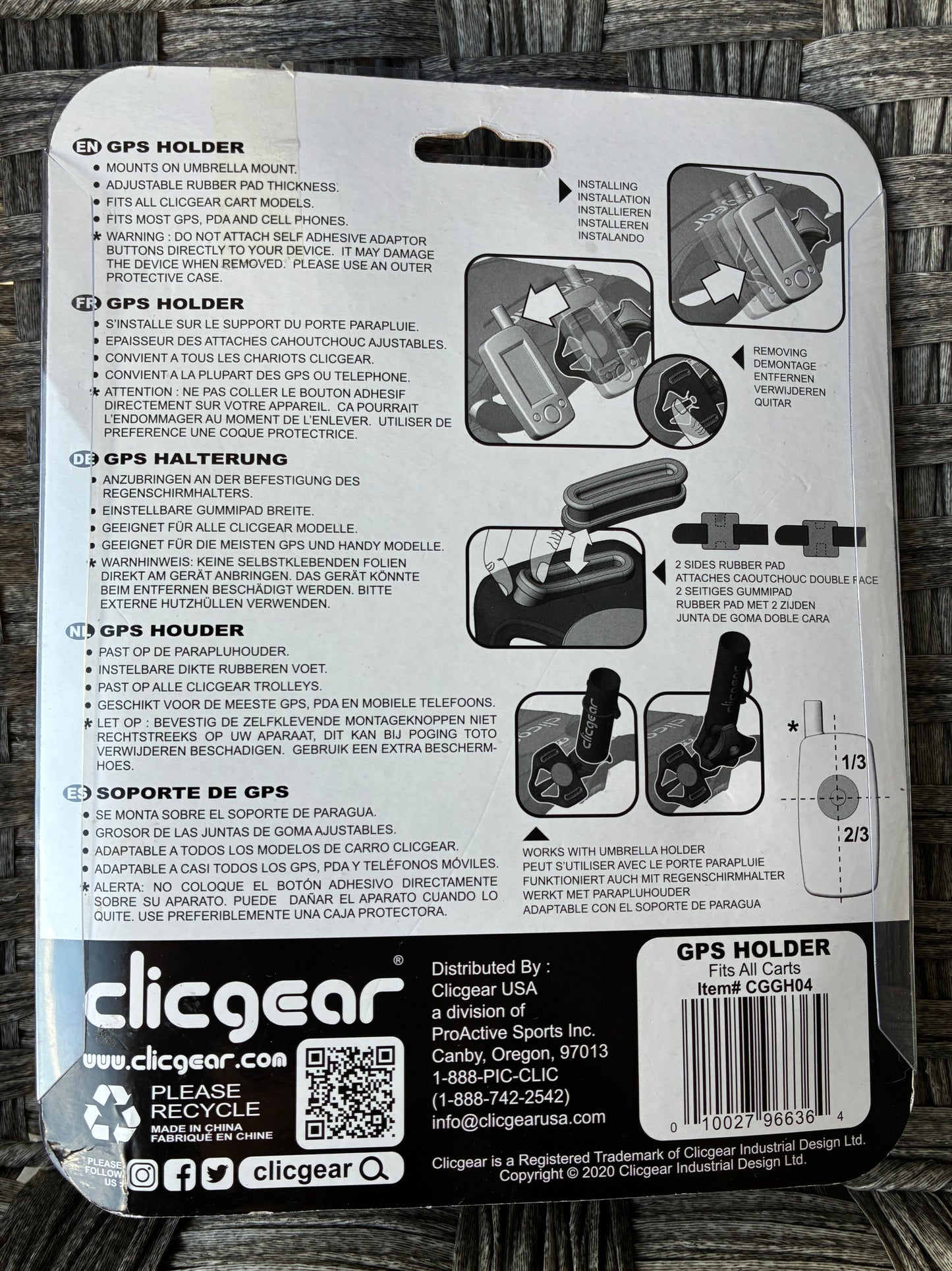 CLICGEAR GPS HOLDER FITS ALL CARTS *INCOMPLETE MISSING PIECE* FOR PARTS