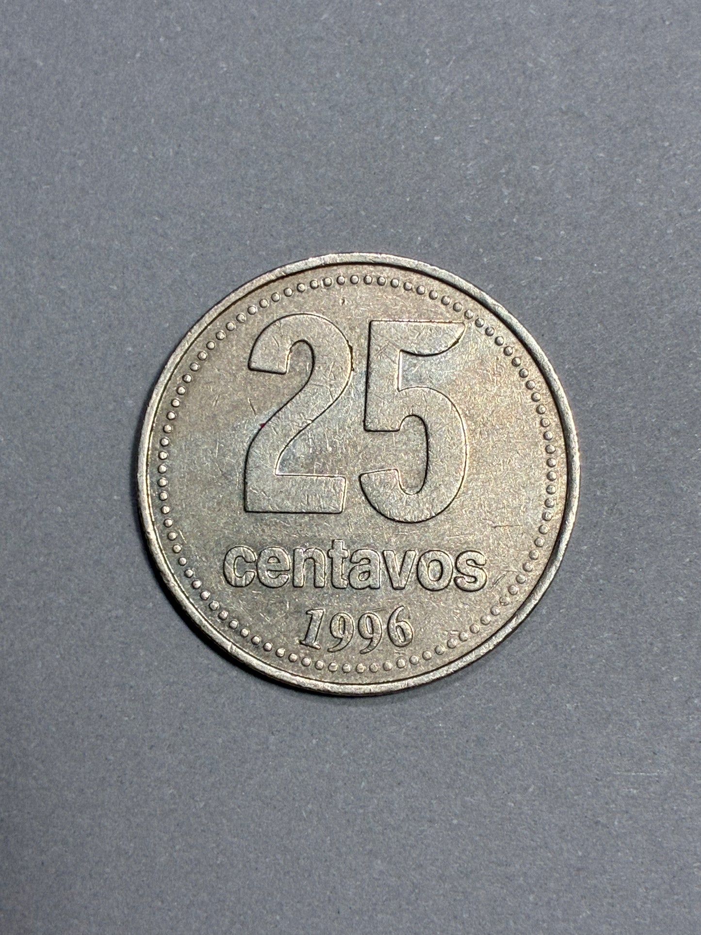 1996 ARGENTINA 25 CENTAVOS COPPER-NICKEL COIN FT. CABILDO OF BUENOS AIRES - CIRC