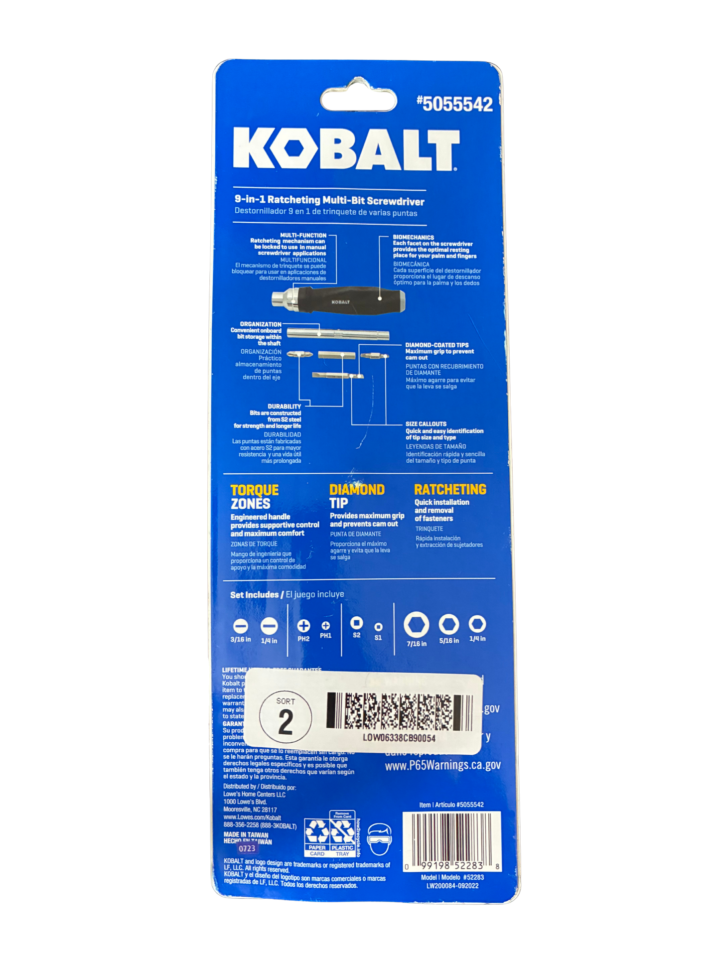 Kobalt Diamond Tip 9-in-1 Racheting Multi-Bit Screwdriver Set 5055542