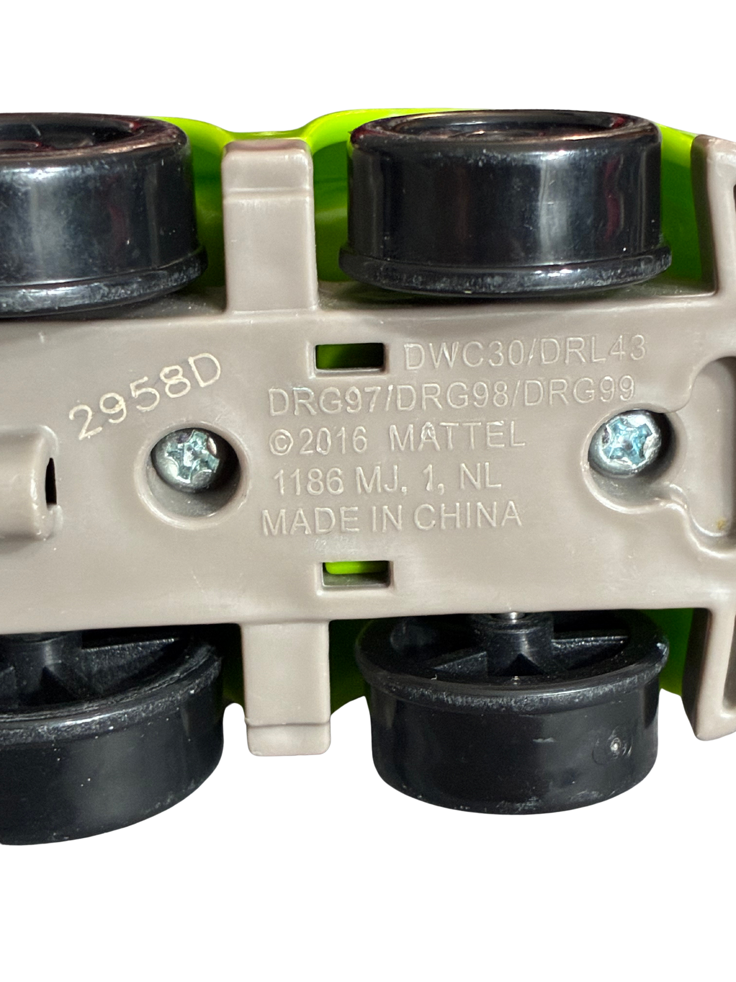 MATTEL LITTLE PEOPLE BLONDE BOY GREEN CAR 2016 PRE OWNED