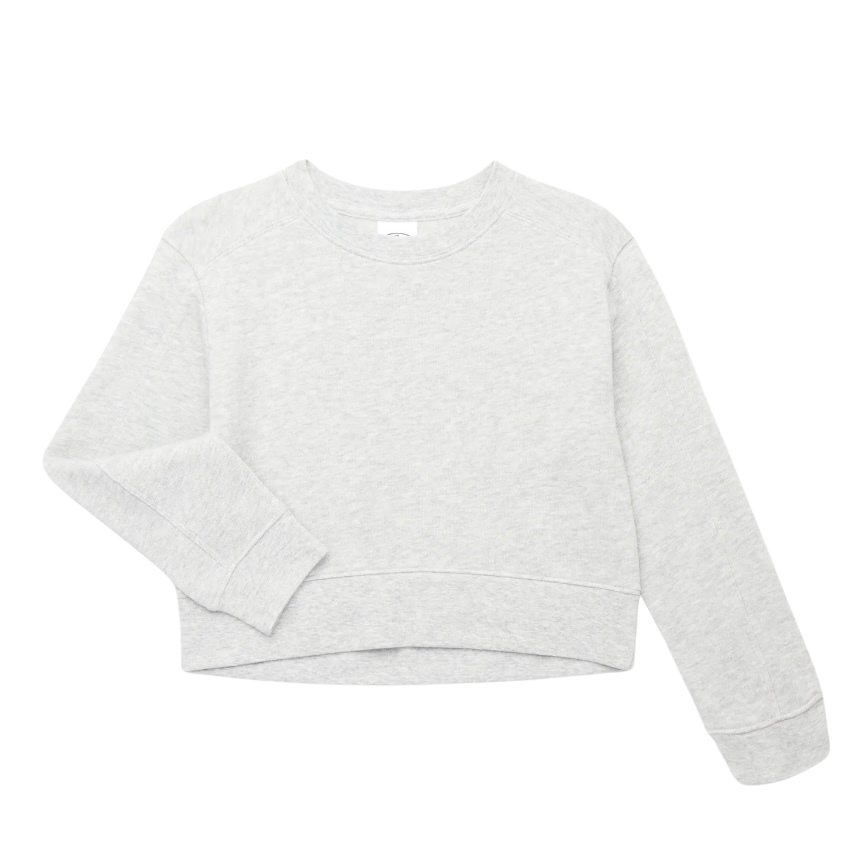 ATHLETIC WORKS GIRLS FLEECE SWEATSHIRT - LIGHT GREY HEATHER