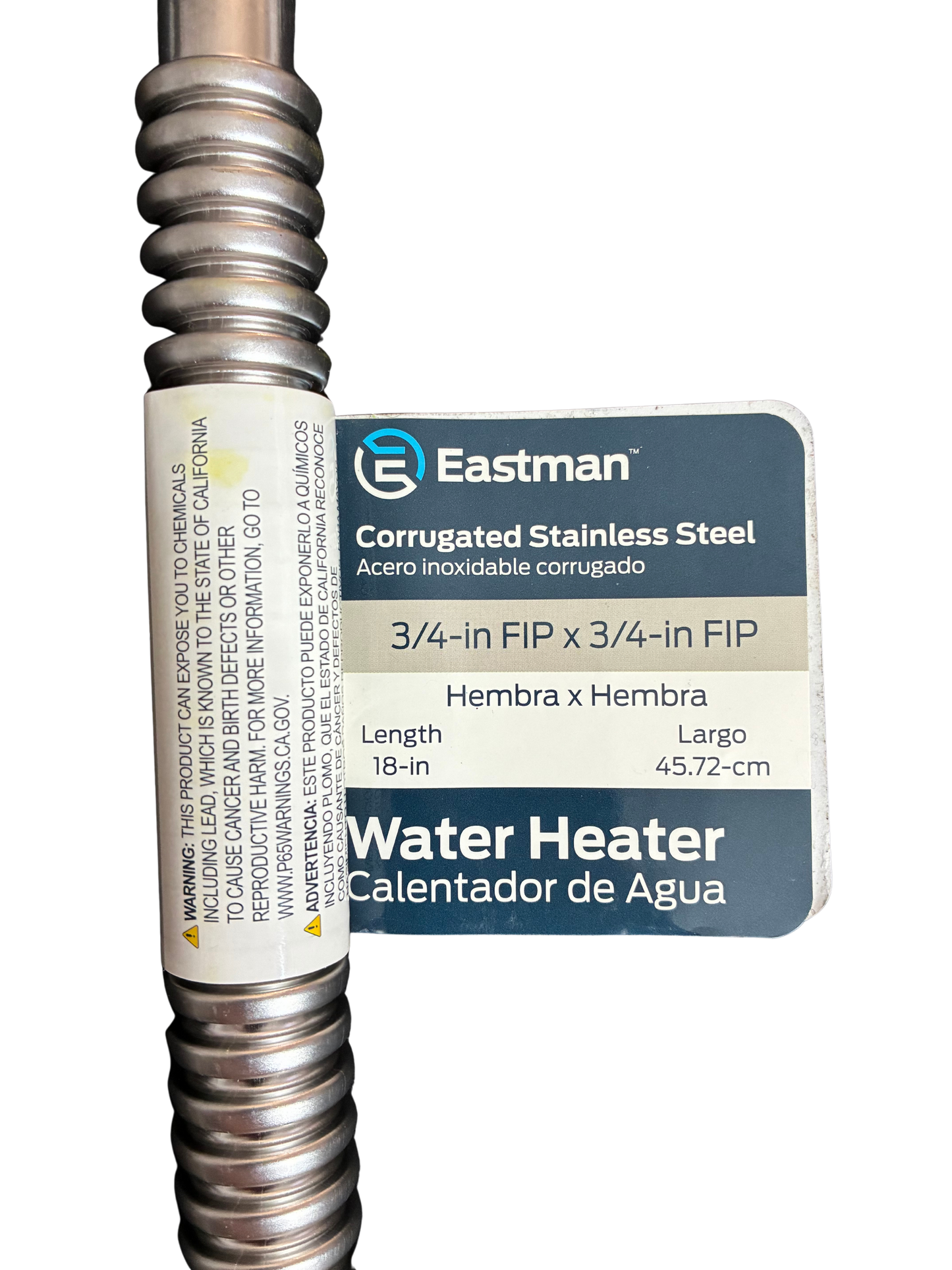 EASTMAN CORRUGATED STAINLESS STEEL 3/4" FIP X 3/4" FIP 18" LONG WATER HEATER NWT