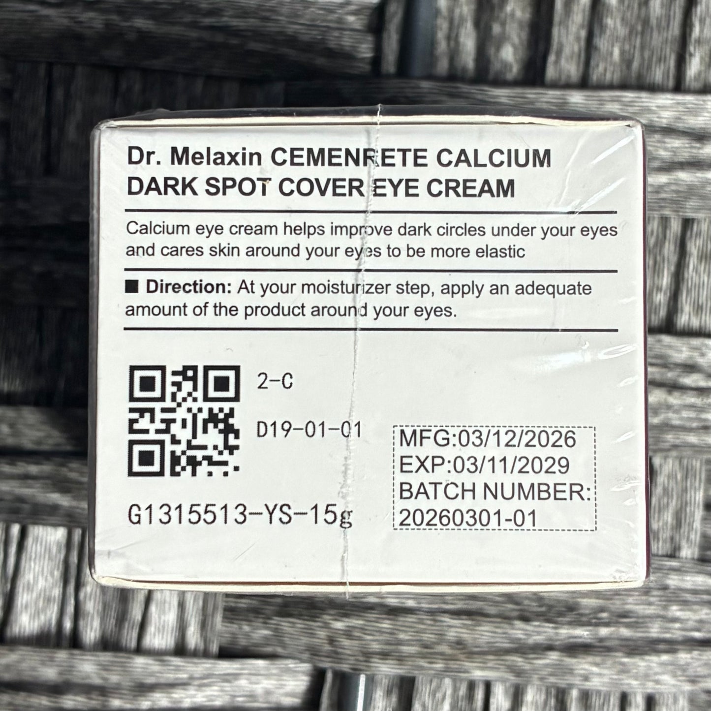 DR.MELAXIN CALCIUM DARK SPOT EYE CREAM 15G NIACINAMIDE & CALCIUM GLUCONATE EYE CREAM FOR DARK SPOTS EXP 2029