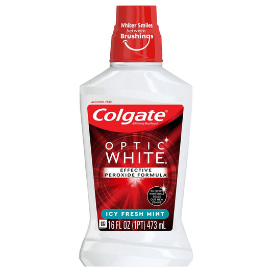 COLGATE OPTIC WHITE ADVANCED WHITENING MOUTHWASH, ALCOHOL FREE, ICY FRESH MINT, 16 FL OZ