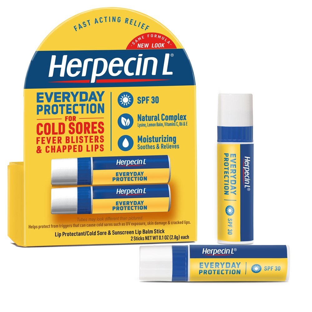 HERPECIN L LIP BALM STICK, SPF 30 AND LYSINE, TWIN PACK FOR COLD SORES