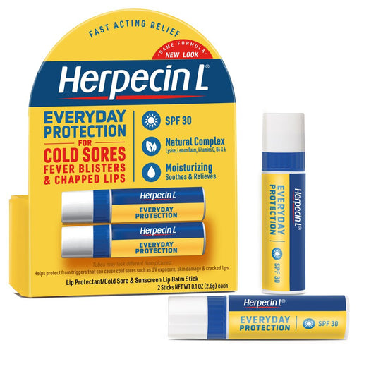 HERPECIN L LIP BALM STICK, SPF 30 AND LYSINE, TWIN PACK FOR COLD SORES
