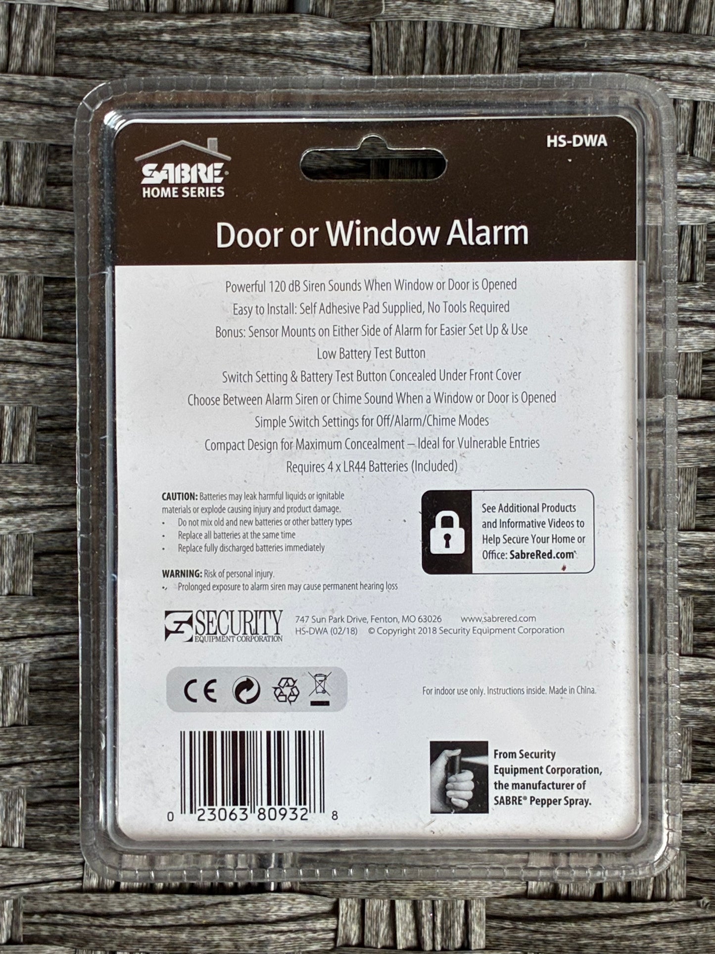 SABRE HOME SERIES SAFE IS SMART EASY INSTALL DOOR/WINDOW ALARM BATTERY POWERED