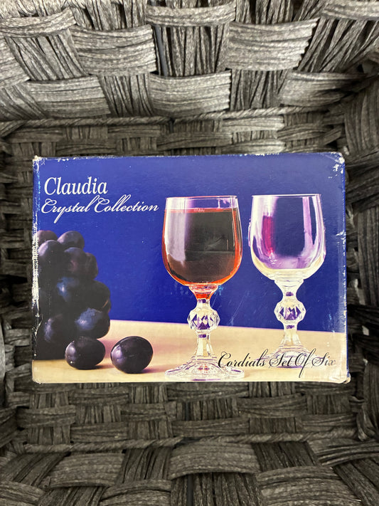 BOHEMIA CLAUDIA CRYSTAL CORDIAL GLASSES SET OF 6