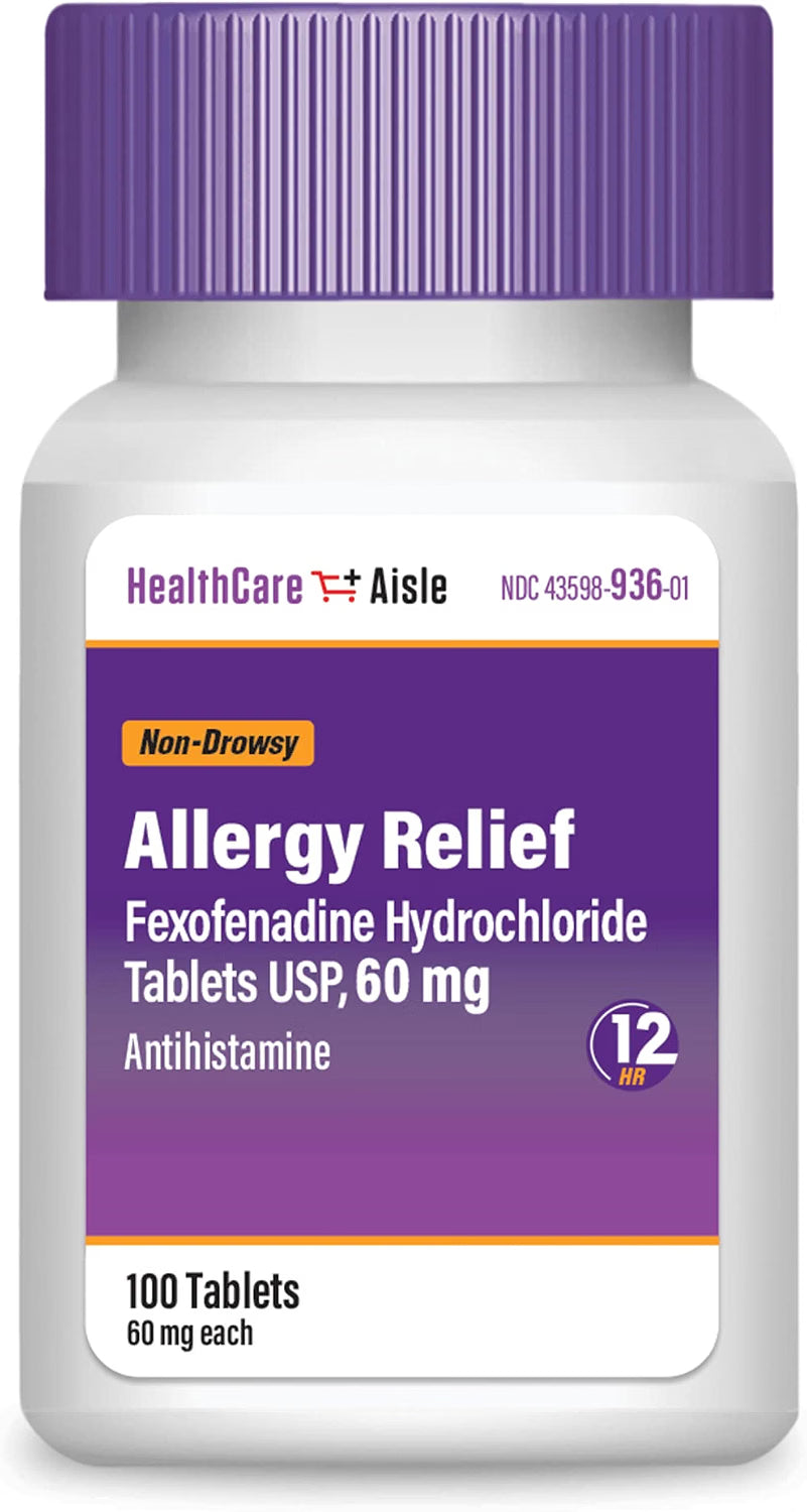 HEALTHCARE AISLE ALLERGY RELIEF FEXOFENADINE HYDROCHLORIDE 100 TAB 60MG EXP 2027