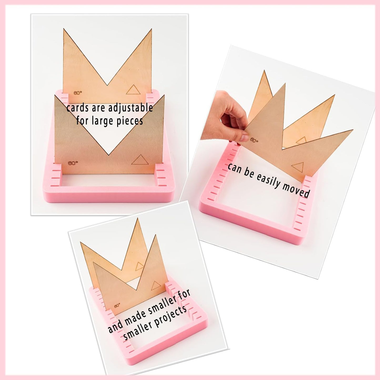 STAINED GLASS ANGLE JIG CUTTING TOOL RECTANGLE ADJUSTABLE MULTIPLE DEGREES PINK