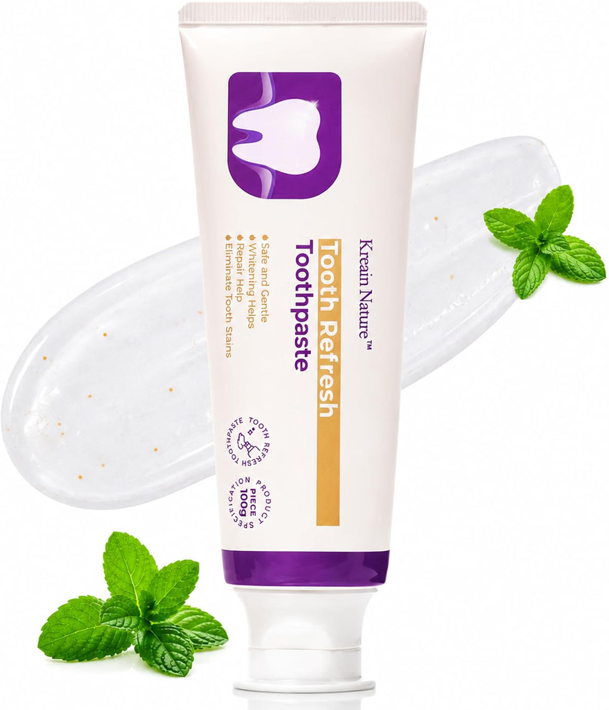 KREAIN NATURE TOOTH REFRESH TOOTHPASTE, HYDROXYAPATITE, FLUORIDE FREE, 100ML