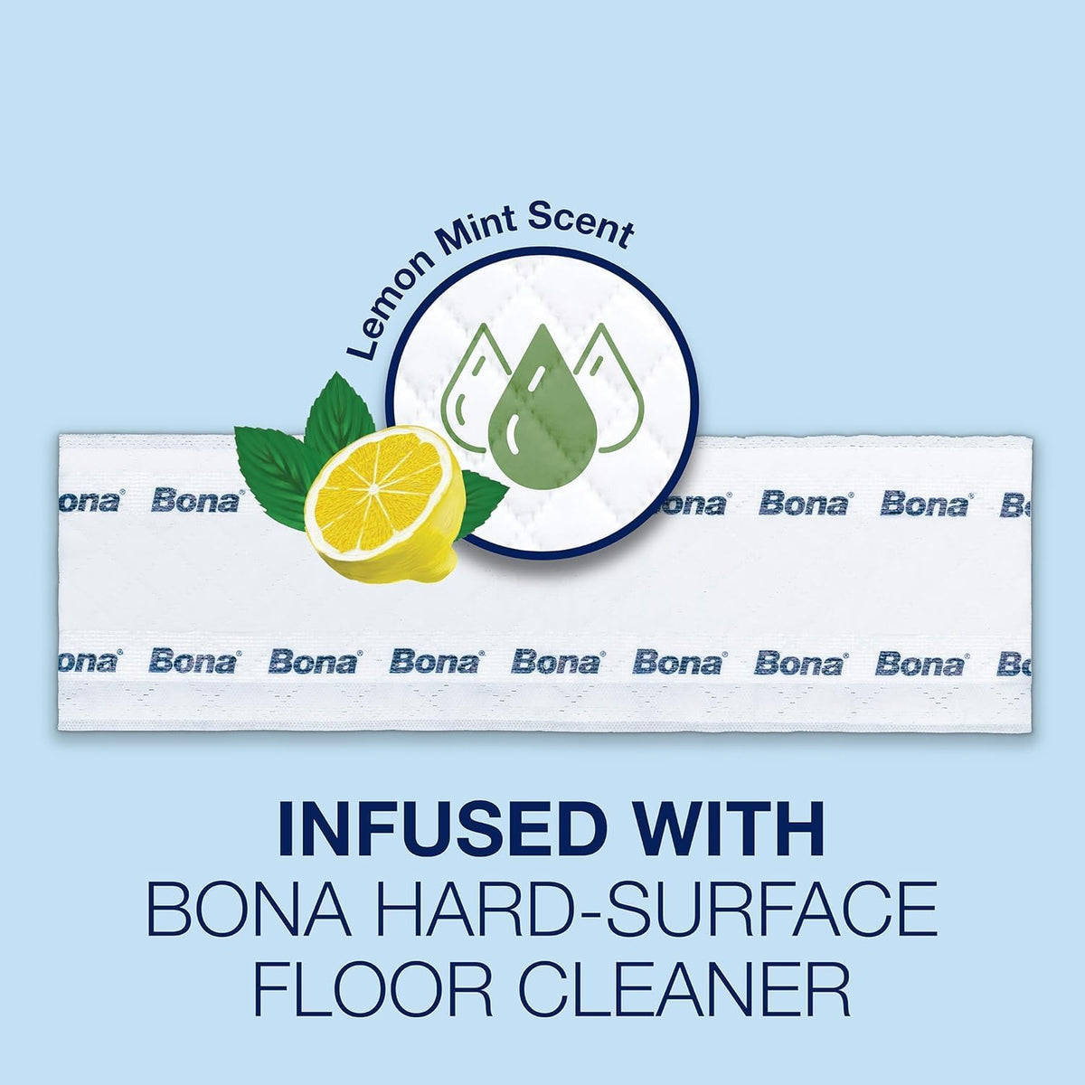 BONA DISPOSABLE WET CLEANING PADS FOR HARD SURFACE FLOORS, LEMON MINT, 12CT