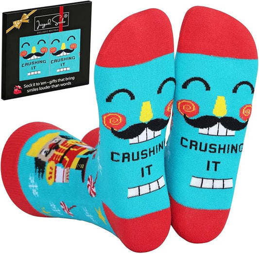 FUNNY CHRISTMAS SOCKS FOR MEN & WOMEN - CRUSHING IT - ONE SIZE FITS MOST