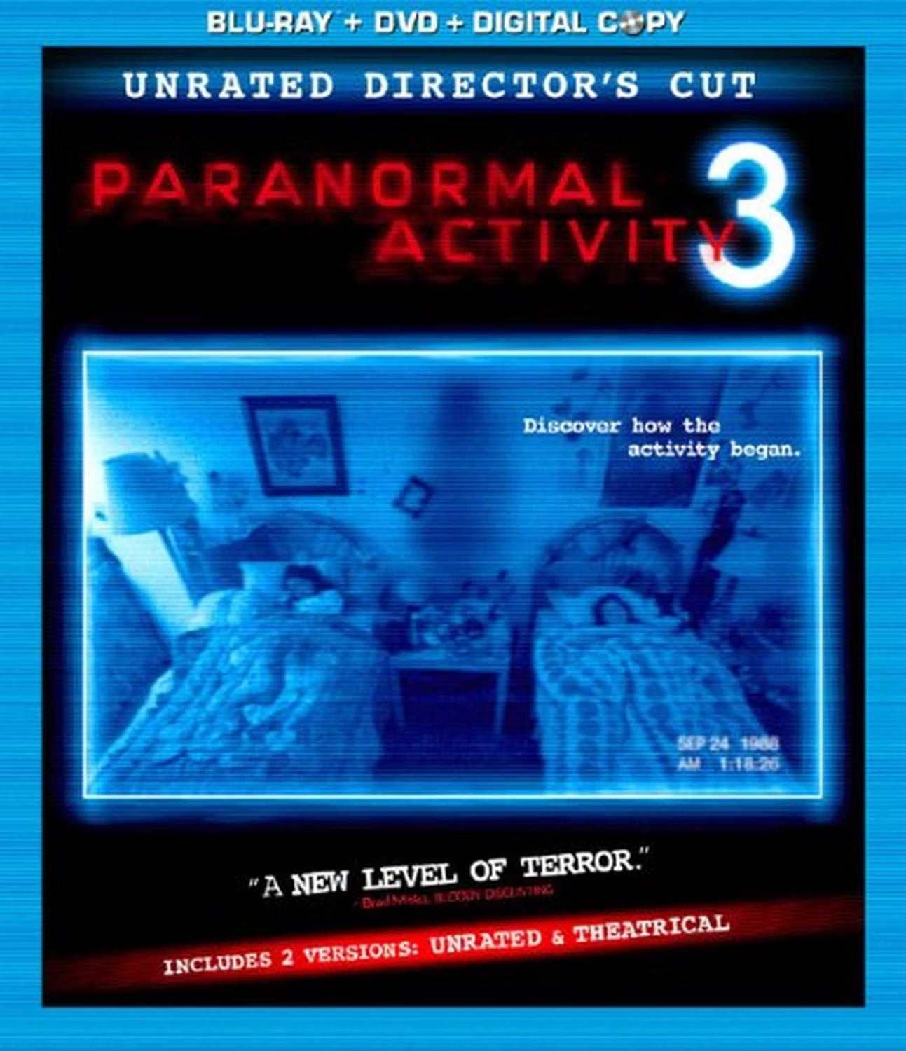 PARANORMAL ACTIVITY 3 (BLU RAY COMBO PACK, 2011) UNRATED DIRECTORS CUT