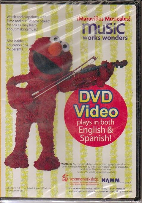 MUSIC WORKS WONDERS (DVD, 2004) ENGLISH/SPANISH - ELMO SESAME STREET - SEALED