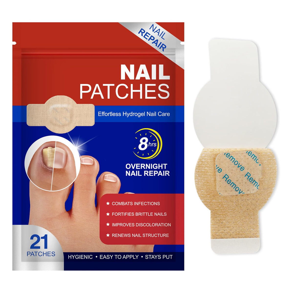FUNGAL NAIL PATCHES 21PCS EXTRA STRENGTH OVERNIGHT HYDROGEL REPAIR
