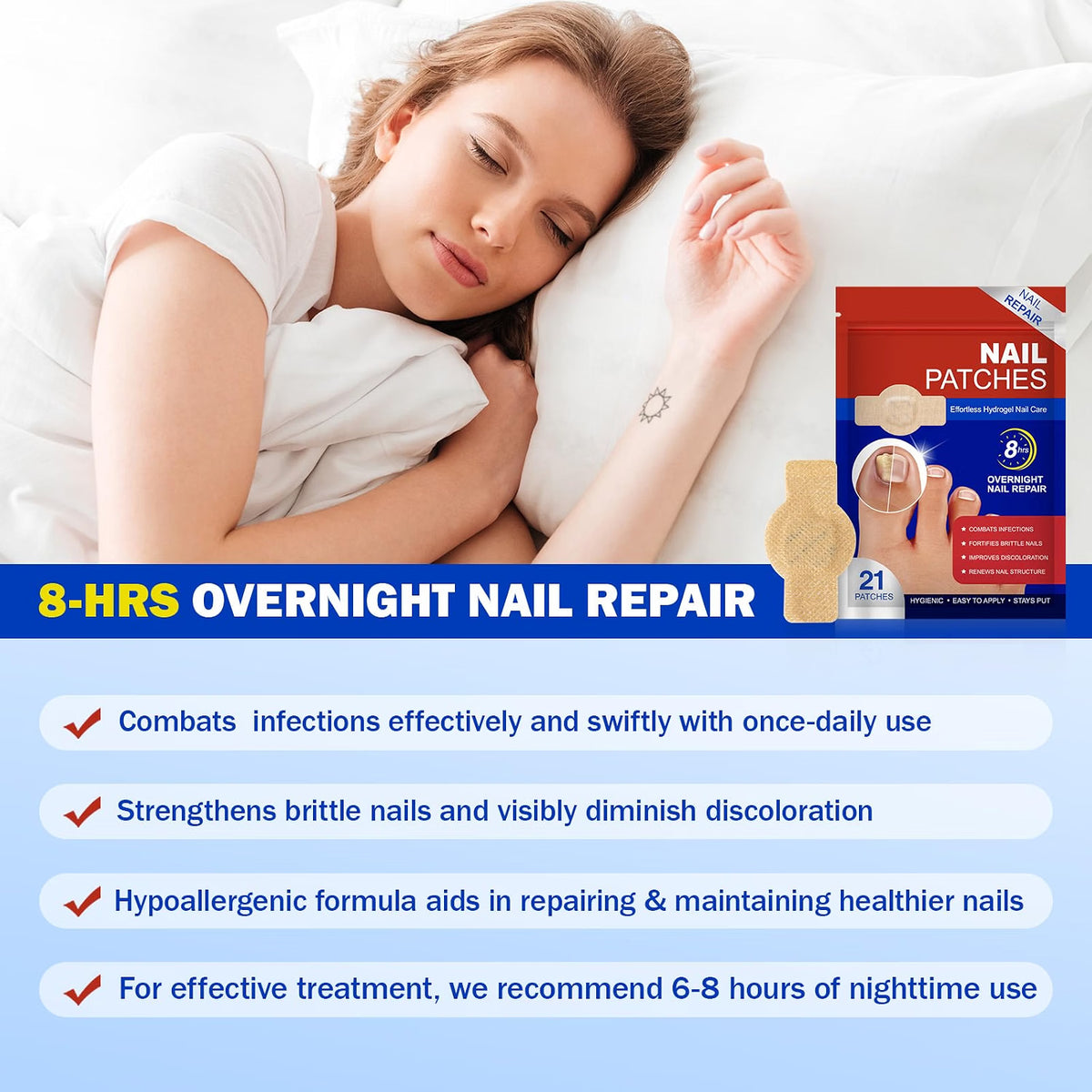 FUNGAL NAIL PATCHES 21PCS EXTRA STRENGTH OVERNIGHT HYDROGEL REPAIR