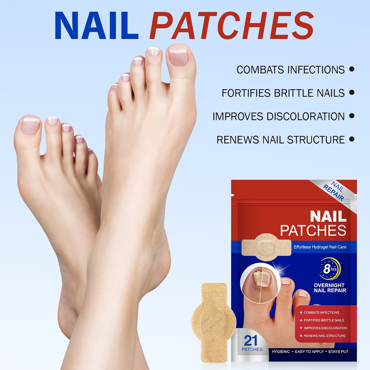 FUNGAL NAIL PATCHES 21PCS EXTRA STRENGTH OVERNIGHT HYDROGEL REPAIR