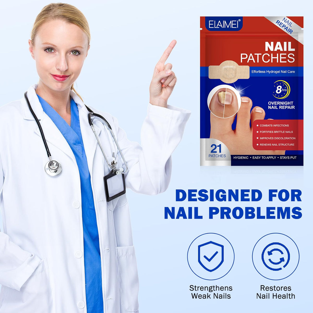 FUNGAL NAIL PATCHES 21PCS EXTRA STRENGTH OVERNIGHT HYDROGEL REPAIR