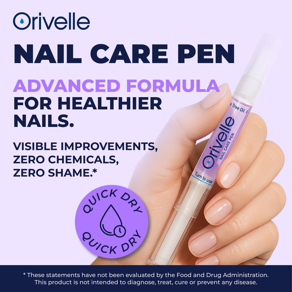 ORIVELLE NAIL CARE PEN FOR NAILS & CUTICLES TEA TREE OIL, VITAMIN C, PEPPERMINT