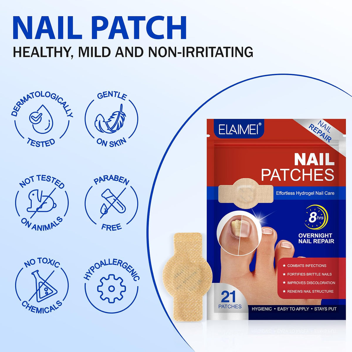 FUNGAL NAIL PATCHES 21PCS EXTRA STRENGTH OVERNIGHT HYDROGEL REPAIR