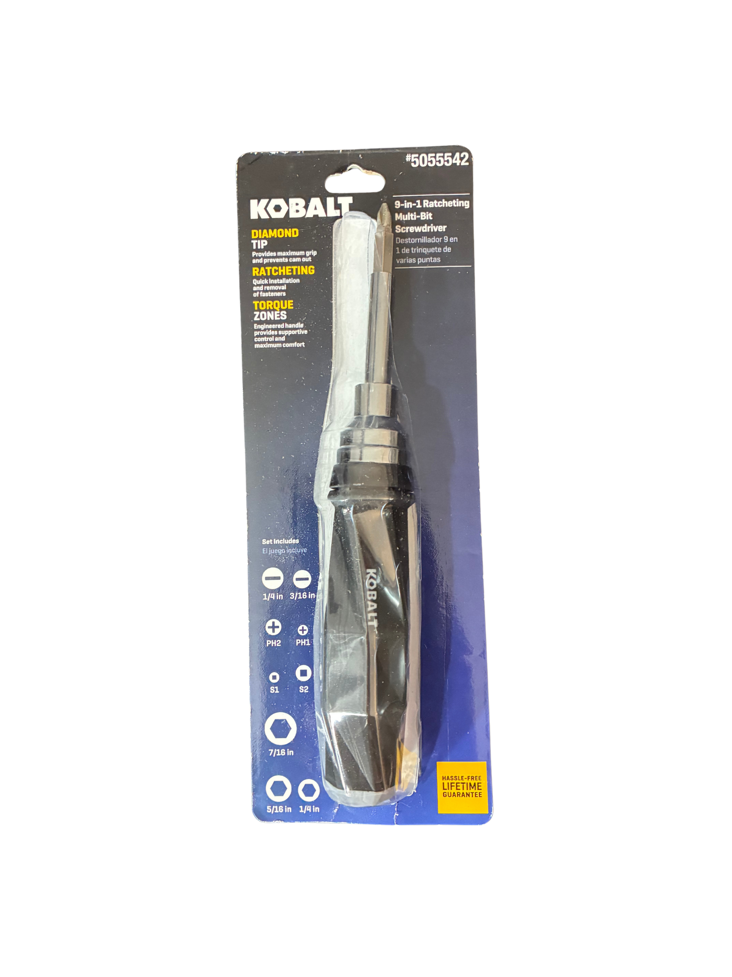 Kobalt Diamond Tip 9-in-1 Racheting Multi-Bit Screwdriver Set 5055542