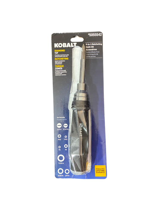 Kobalt Diamond Tip 9-in-1 Racheting Multi-Bit Screwdriver Set 5055542