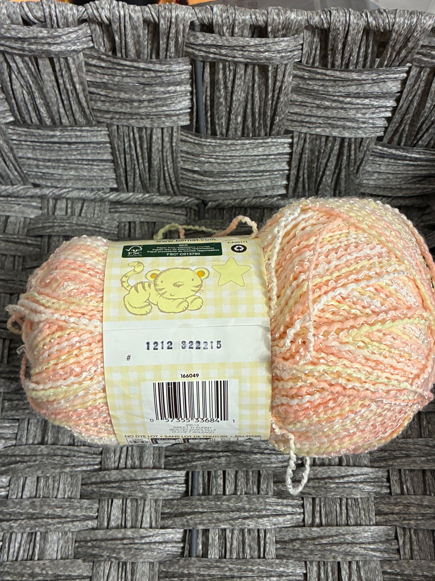 Bernat Baby Coordinates Ombre Yarn Sweet N Sunny # 49513 Peach Yellow White