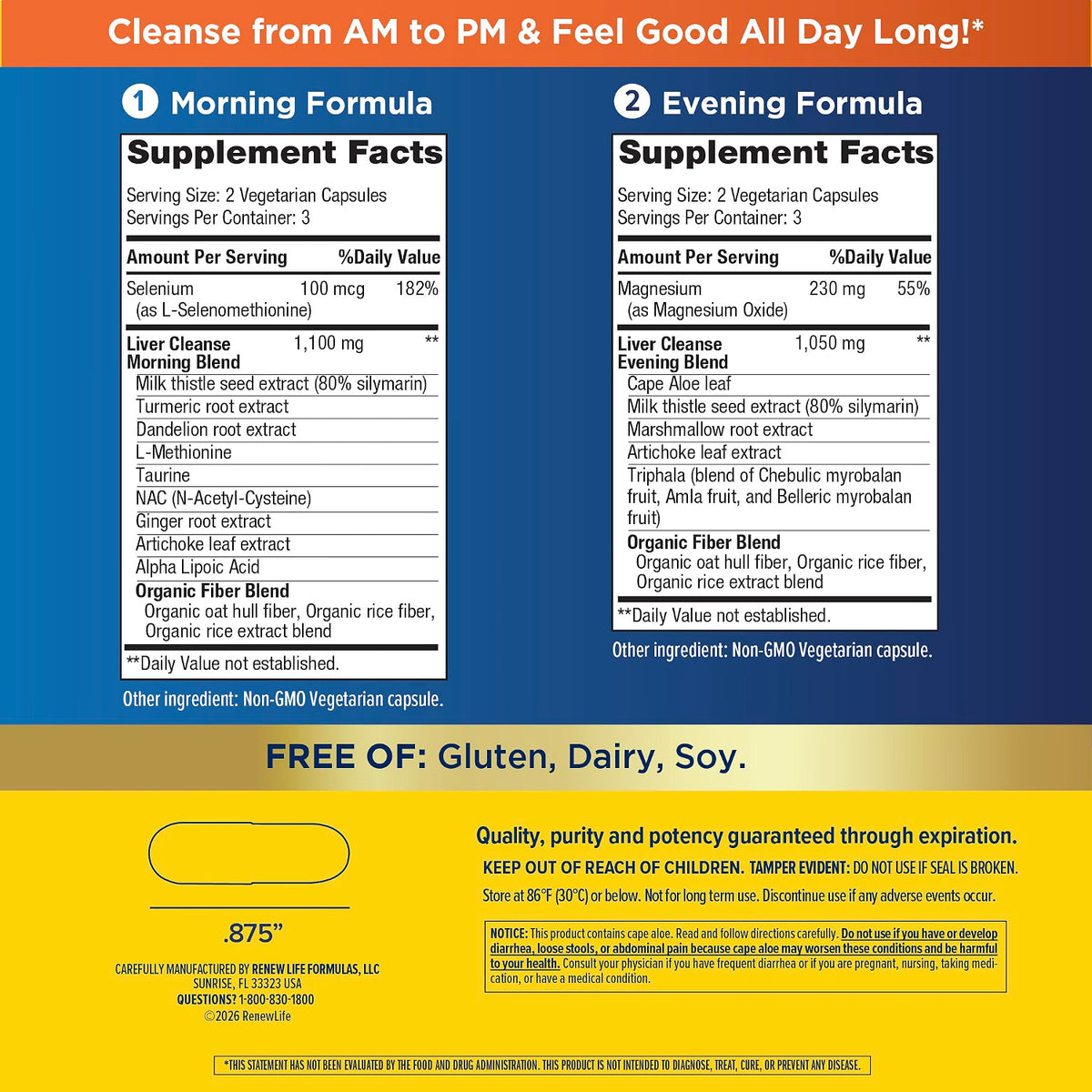 2X RENEW LIFE 3 DAY LIVER CLEANSE VITAL ORGAN SUPPORT MILK THISTLE SUPPLEMENT