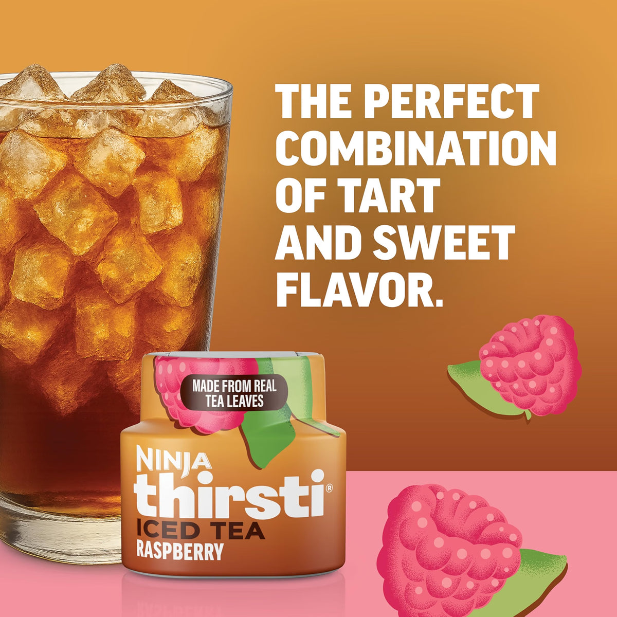 3 PACK NINJA THIRSTI ICED TEA RASPBERRY ZERO CALORIES ZERO SUGAR WATER FLAVOR