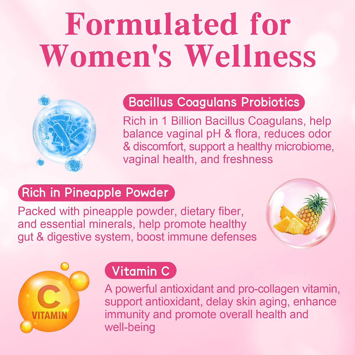 WOMENS WELLNESS GUMMIES, HAWAIIAN PINEAPPLE SUGAR FREE, 60CT, FEMININE BALANCE