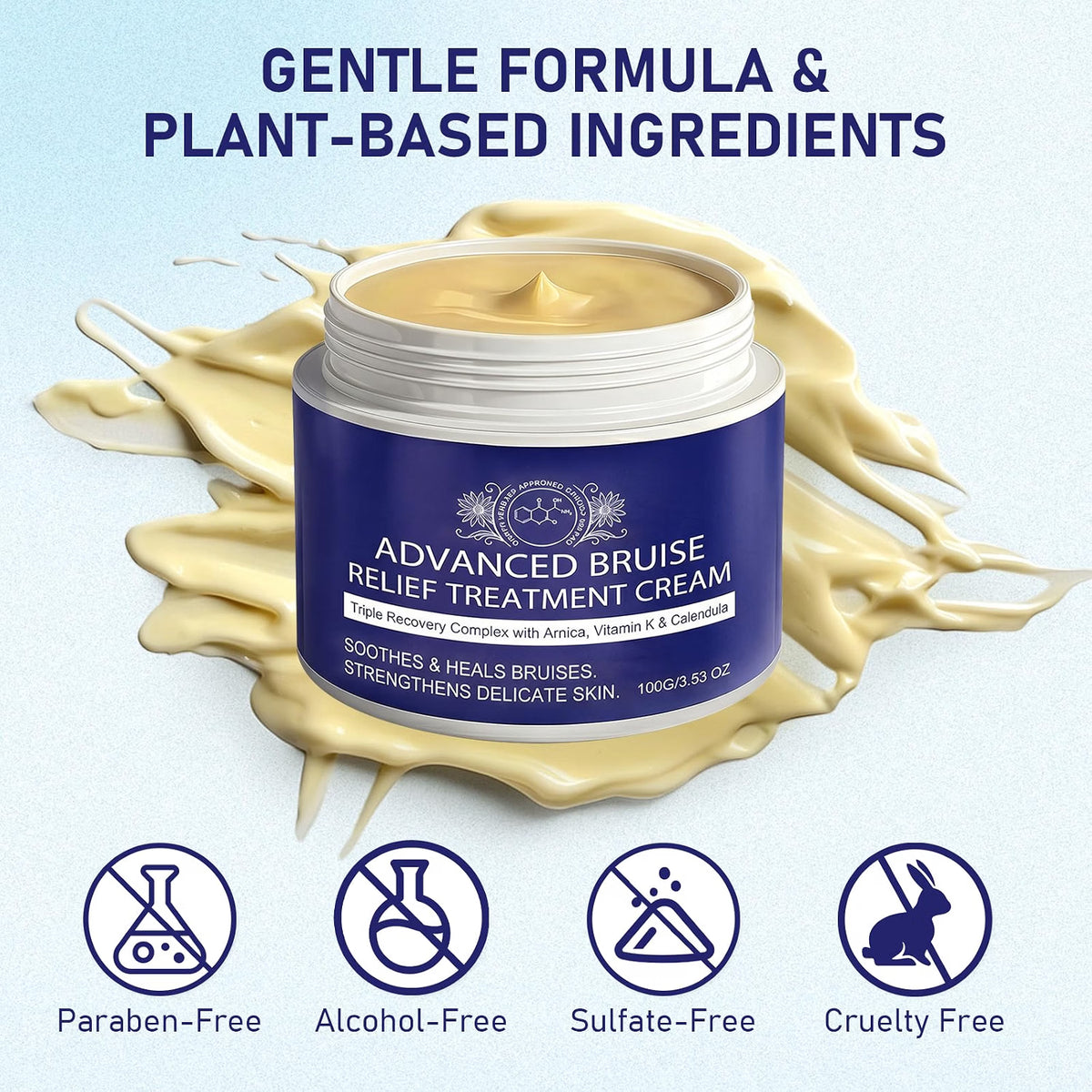 BRUISE REPAIR & SKIN CREAM WITH ARNICA, VITAMIN K, CALENDULA 4OZ SOOTHES/HEALS