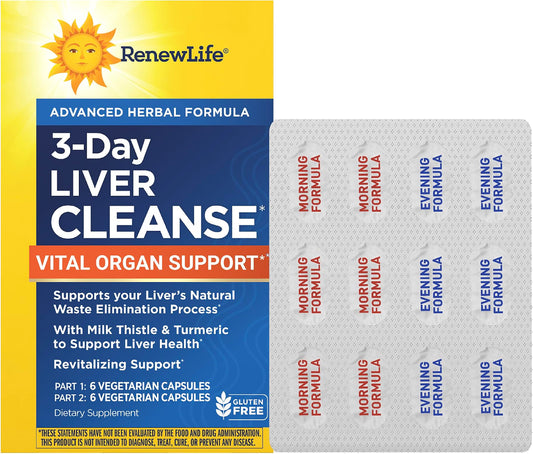 2X RENEW LIFE 3 DAY LIVER CLEANSE VITAL ORGAN SUPPORT MILK THISTLE SUPPLEMENT