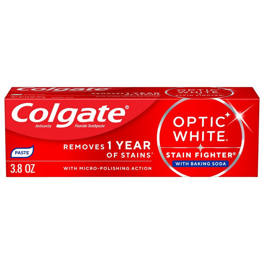 COLGATE OPTIC WHITE ANTICAVITY STAIN FIGHTER TOOTHPASTE WITH BAKING SODA 3.8 OZ