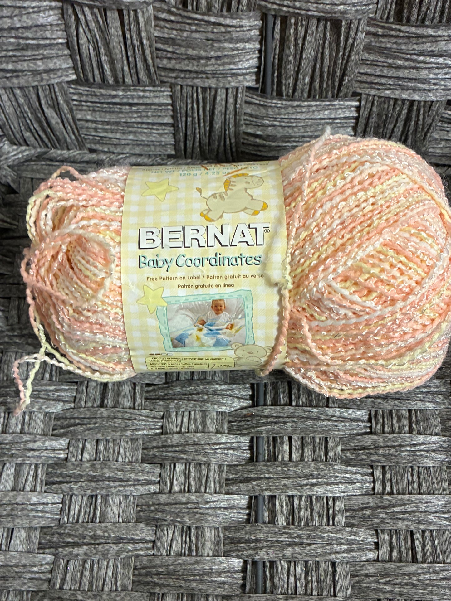 Bernat Baby Coordinates Ombre Yarn Sweet N Sunny # 49513 Peach Yellow White