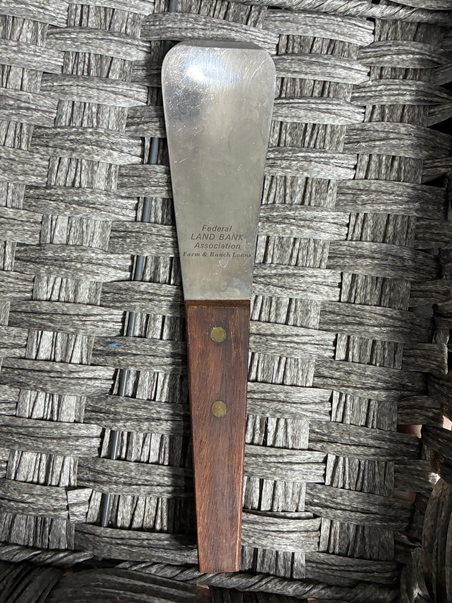 VINTAGE JAPAN STAINLESS STEEL ICE CREAM SPADE FEDERAL LAND BANK ASSOCIATION