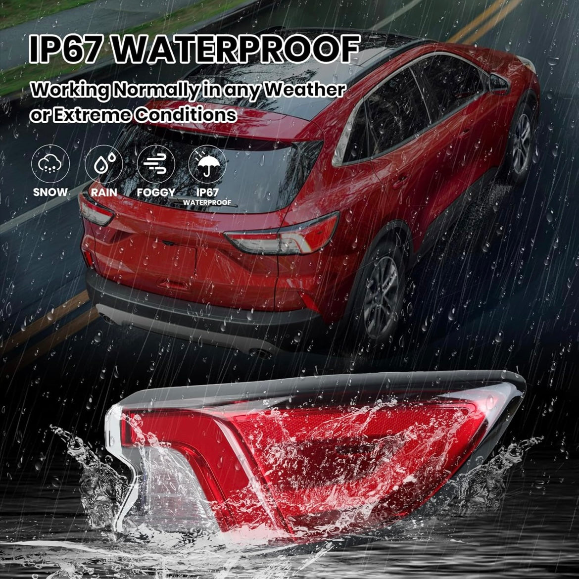 RIGHT PASSENGER SIDE REAR OUTER LED TAILLIGHT COMPATIBLE 2020-2022 FORD ESCAPE REPLACEMENT LJ6Z-13404