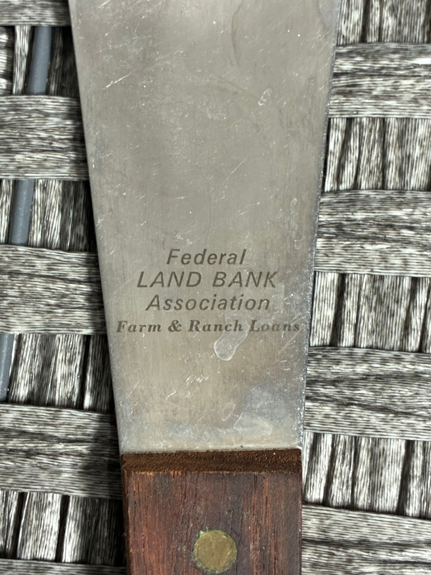 VINTAGE JAPAN STAINLESS STEEL ICE CREAM SPADE FEDERAL LAND BANK ASSOCIATION