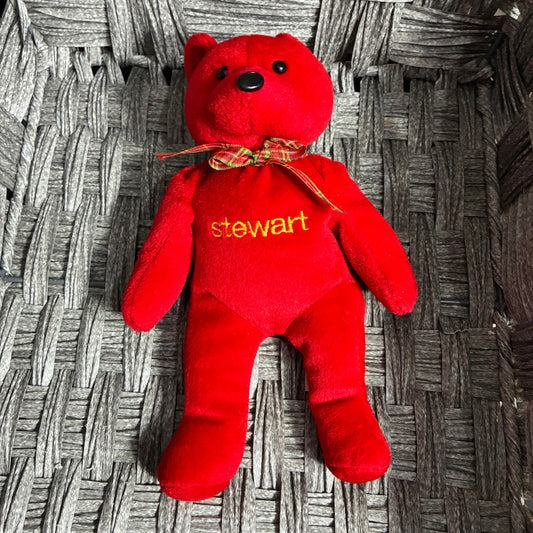 EARLY 2KS STEWART RED PLUSH EMBROIDERED BEAR