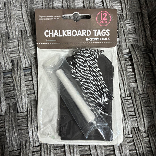 CHALKBOARD TAGS 12PCS INCLUDES CHALK