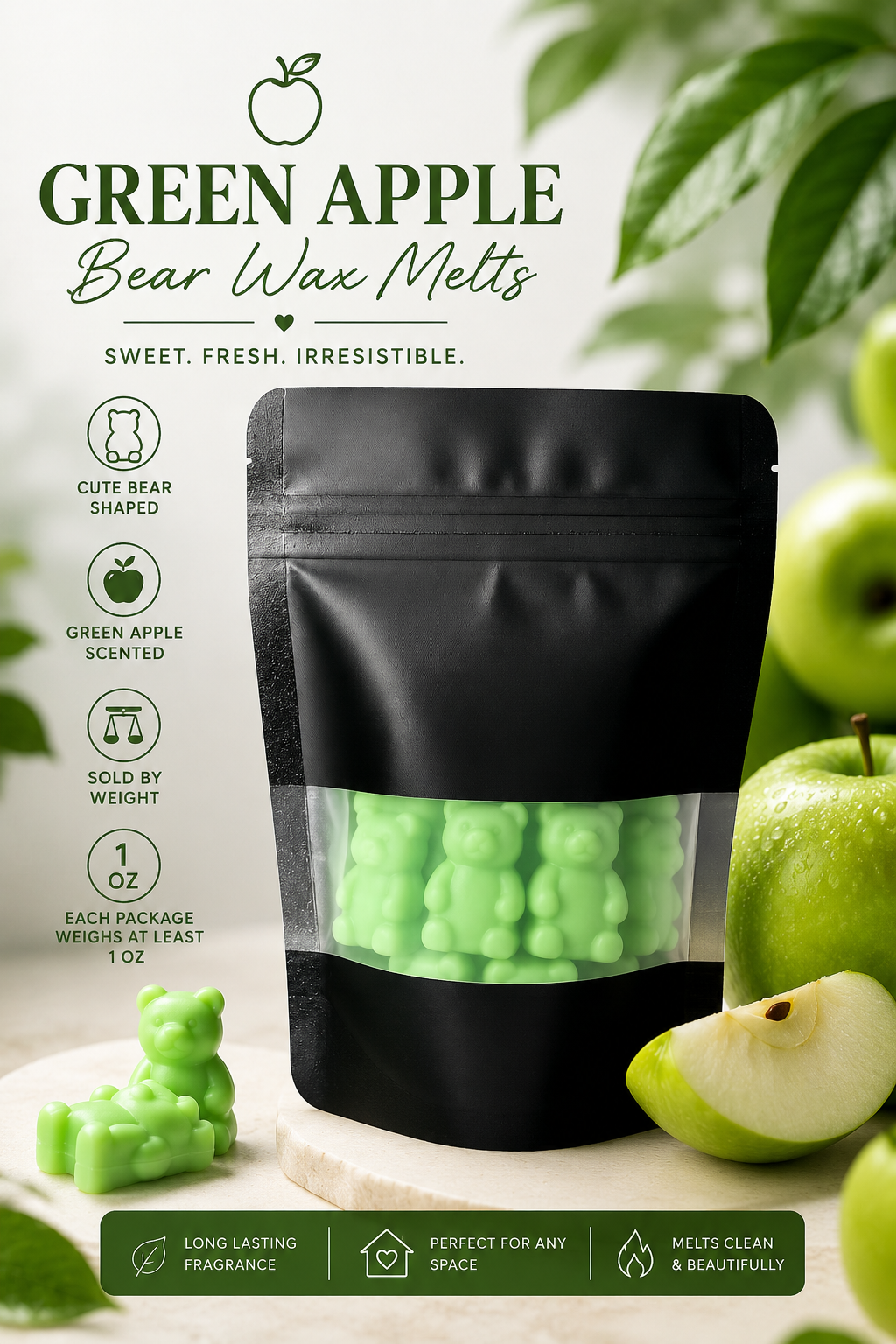 GREEN APPLE BEAR MELTS - 1OZ PACKAGE