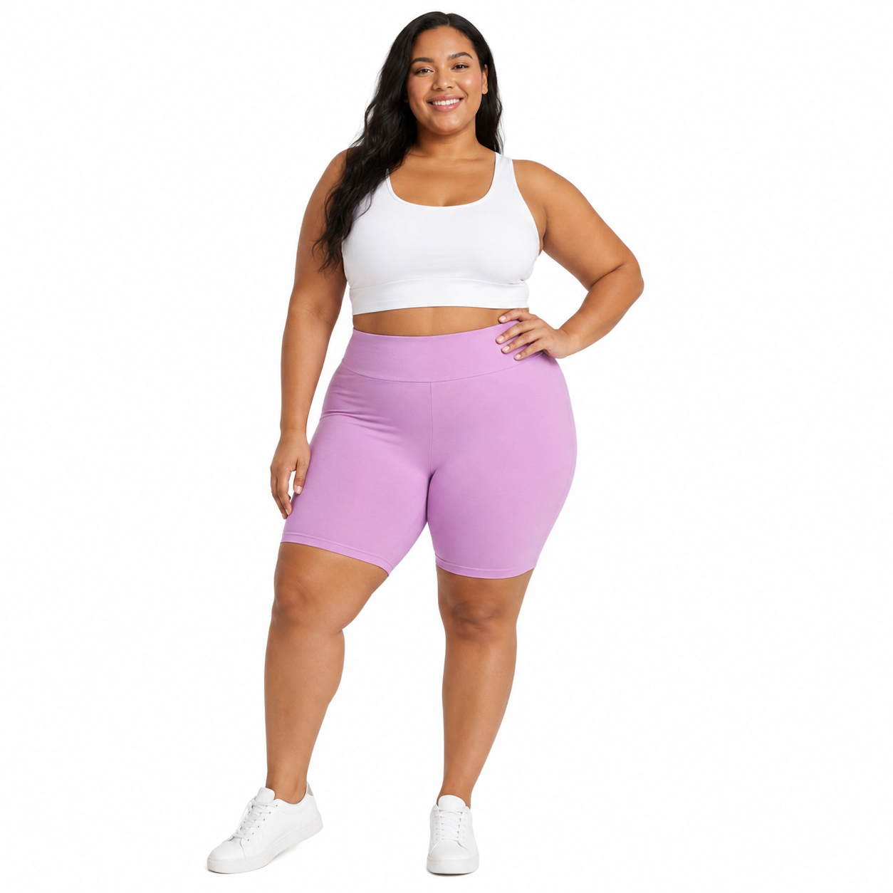 TERRA & SKY WOMEN'S PLUS SIZE BIKE SHORTS - SIZE 2X (LILAC ROSE)