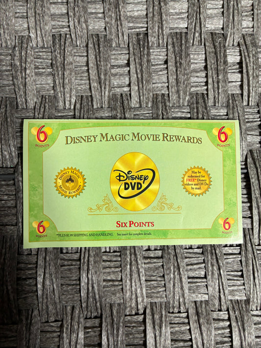VINTAGE 2000S DISNEY MAGIC MOVIE REWARDS 6 POINTS DOLLAR MAILER AND ENVELOPE