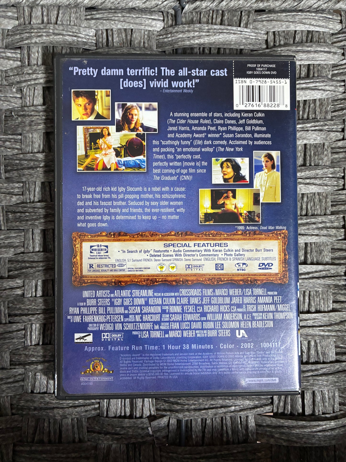 IGBY GOES DOWN DVD 2002 MGM STARRING KIERAN CULKIN, JEFF GOLDBLUM, RYAN PHILLIPPE