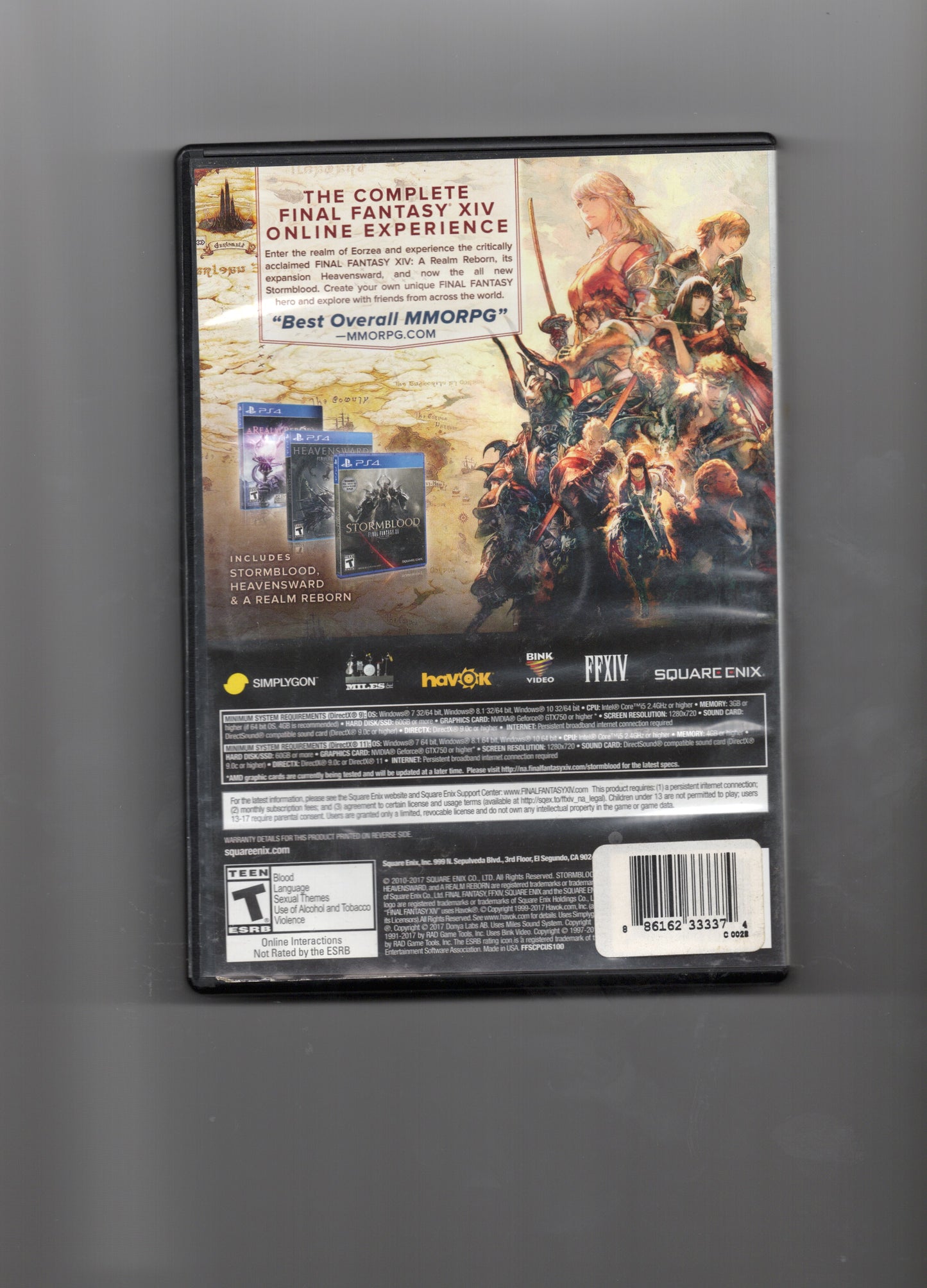 FINAL FANTASY XIV COMPLETE EDITION PC GAME - 3 DISC - PRE OWNED