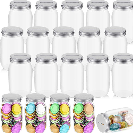 CLEAR PLASTIC JAR WITH SLOTTED LID