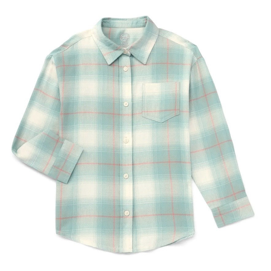 WONDER NATION GIRLS FLANNEL SHIRT WITH LONG SLEEVES - MEDIUM