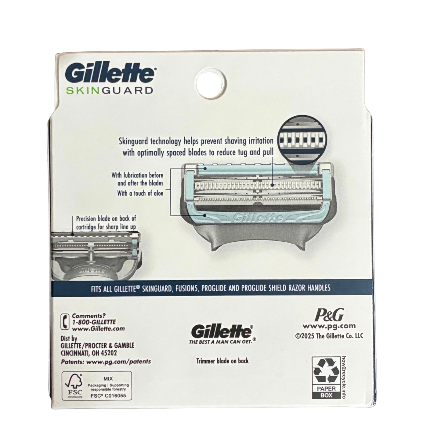 Gillette Skinguard Men's Razor Blade Refill for Sensitive Skin - 8 Count Box
